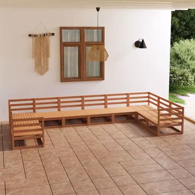 Set Divani da Giardino 10 pz in Legno Massello di Pino 3076272