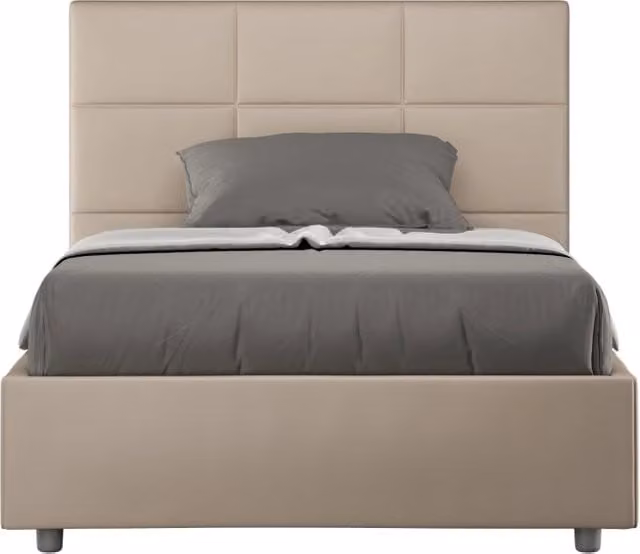 BS COM Letto una piazza e mezza con rete imbottito 120x200 similpelle tortora