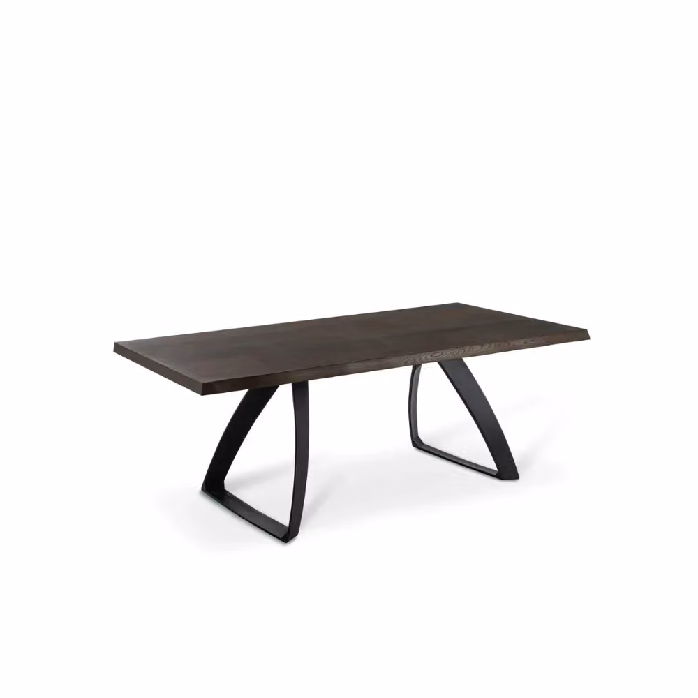 Tavolo da pranzo fisso Timber Duzzle in legno impiallacciato rovere termocotto, rettangolare, L: 160 cm, P: 90 cm, H: 76 cm, colore marrone e nero – 2