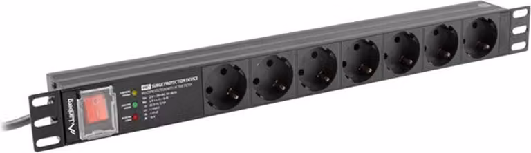 Lanberg PDU-PRO-07F-0200-BK Lanberg PDU Steckdosenleiste 19" 1U 7x Schuko SPD-3MP 2m