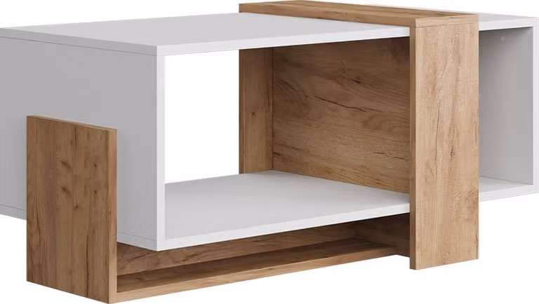 Tavolino Vicco Aven Rovere bianco/dorato 91.8 x 49 cm, Model 54387