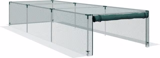 Rete protettiva per piante e orto Outsunny con telaio in acciaio e porta con cerniera, Verde/Argento, L 125 x P 125 x H 62,5 cm