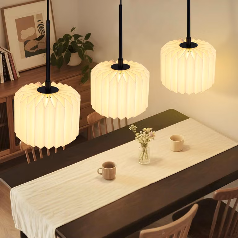 ZMH lampada a sospensione tavolo da pranzo sospensione lampada paralume carta 3 fiamme lungo lampada a sospensione G9 lampada a sospensione vintage altezza regolabile senza lampadina