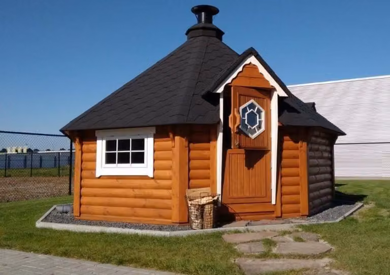 Holzhaus Gartenhütte Grillhüttenhaus Grill kota Feuerstelle Holzpavillon