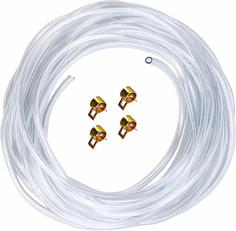 Tubo in PVC, 10 metri, tubo per benzina, 4 mm x 6 mm, con 4 fascette per tubo dell'acqua, tubo dell'aria, tubo dell'olio, tubo del carburante, tubo per benzina, trasparente