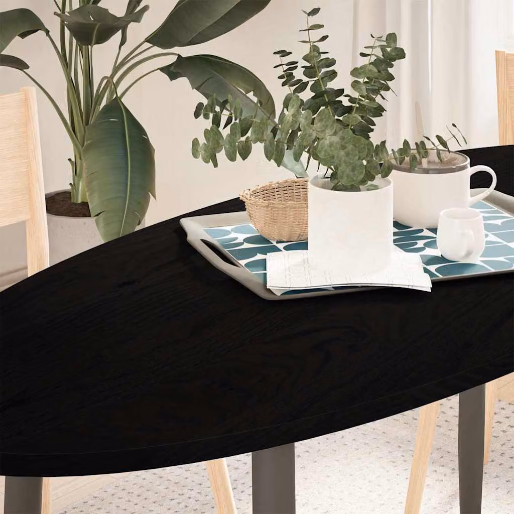 Piano Tavolo Ovale in Rovere Massello vidaXL, Marrone Scuro, L: 140 cm, P: 60 cm, H: 2 cm