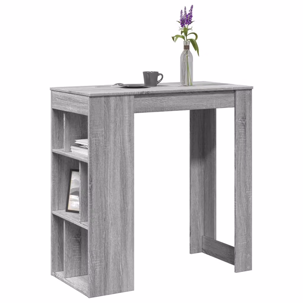 vidaXL Tavolo Bar Moderno con Rastrelliera Grigio L: 102 cm, P: 50 cm, H: 103,5 cm