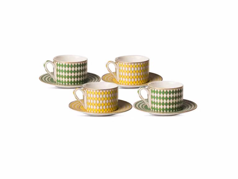 Chess Tazza da Te con Piattino - Set da 4