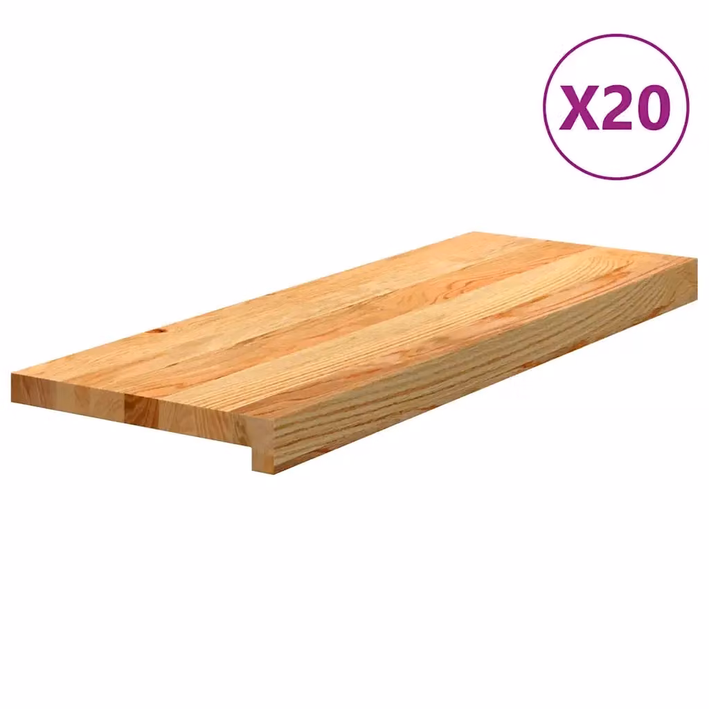 Set di 20 gradini in legno massello di rovere color marrone chiaro vidaXL L 70 cm x P 25 cm x H 2 cm – 2