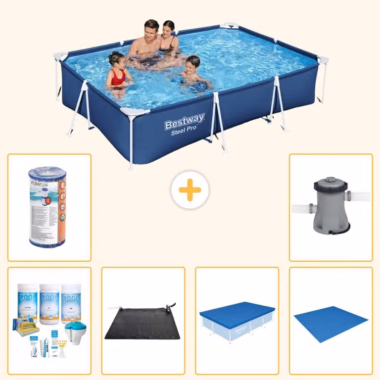 Bestway Steel Pro, piscina rettangolare - 300x201x66 cm - 7 pezzi - Modello S22245