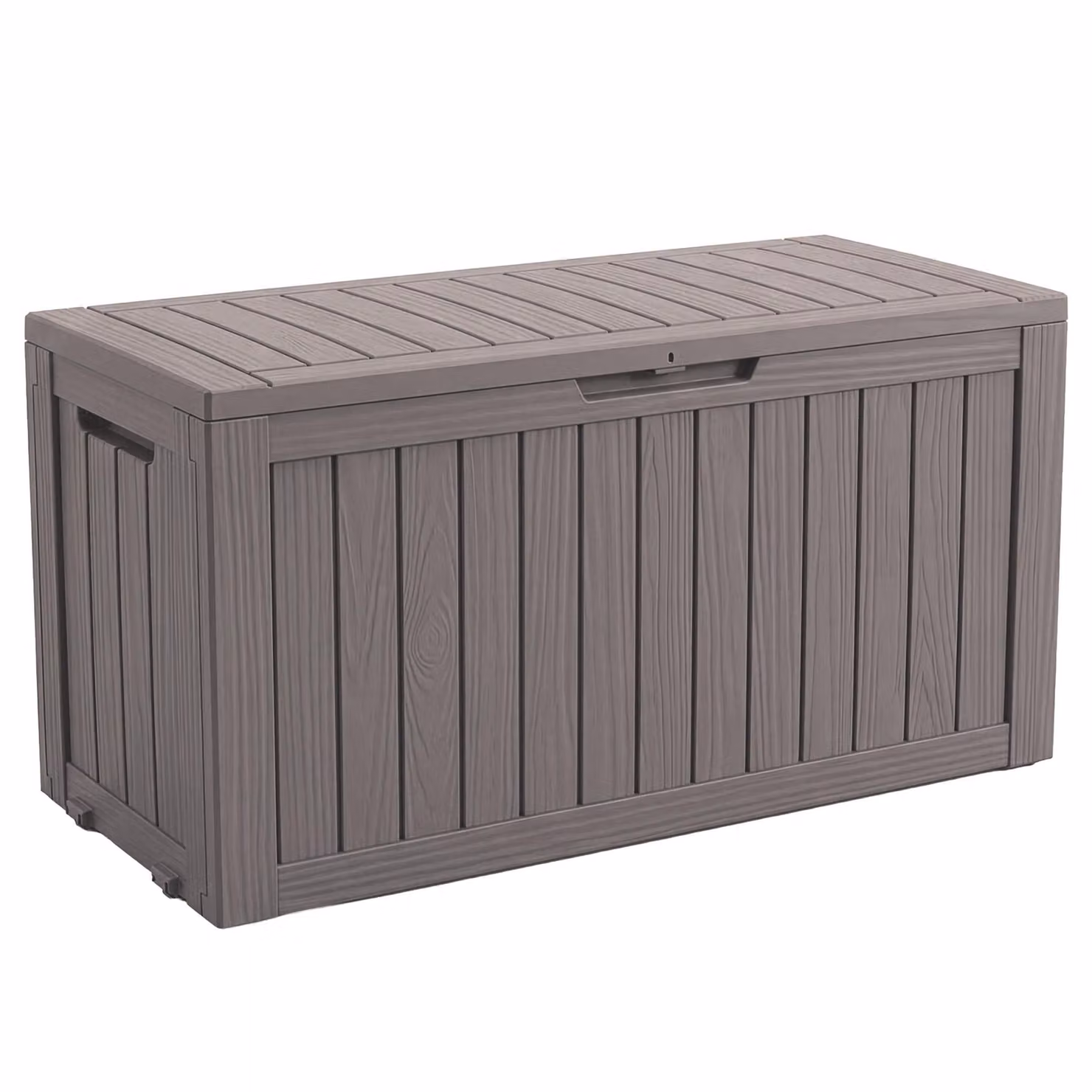 Floordirekt Box da giardino effetto legno resistente alle intemperie Box porta cuscini 270 L marrone Box porta cuscini per terrazza, balcone e giardino