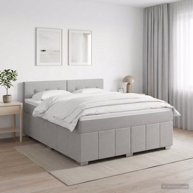 Letto box spring con materasso vidaXL Grigio Chiaro L: 140 cm, P: 190 cm
