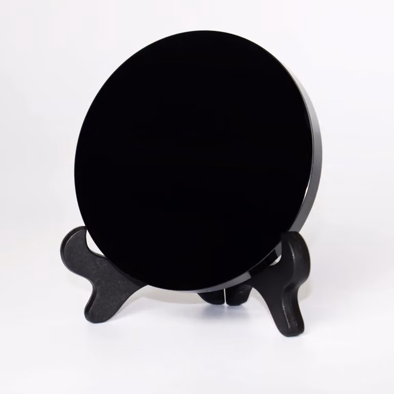 Omgoods - Specchio in ossidiana multifunzionale con supporto per la meditazione