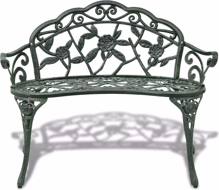 Panchina da Giardino 100 cm in Alluminio Pressofuso Verde