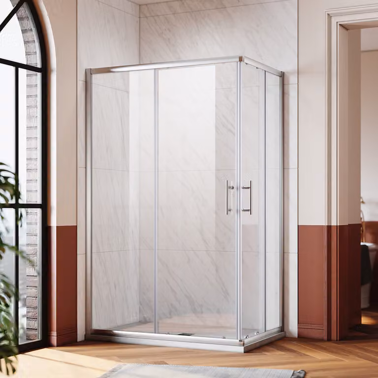 Doccia angolare SONNI Cabina doccia ad angolo Porte scorrevoli ad ingresso angolare LxP: 120x80 cm, vetro temperato di sicurezza, montabile a destra e a sinistra, altezza 195cm