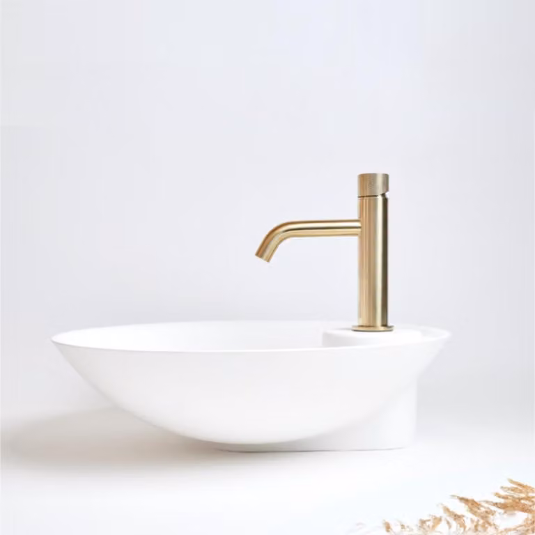 SANYCCES LOOP K ColdOpen Miscelatore monocomando per lavabo 17,3 cm, oro spazzolato