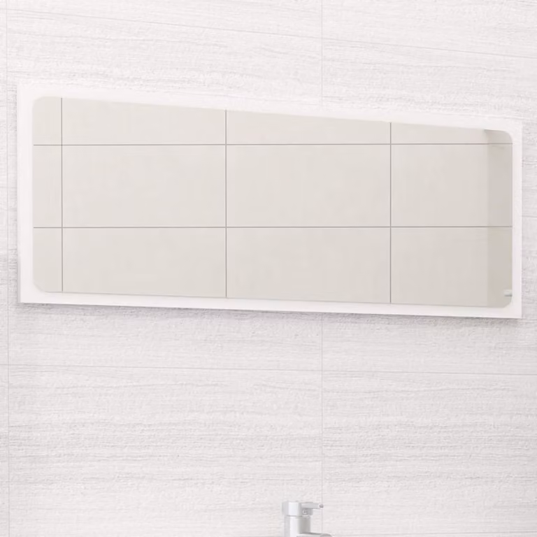 Specchio da bagno moderno vidaXL bianco in legno multistrato, L: 90 cm, H: 37 cm, P: 1,5 cm