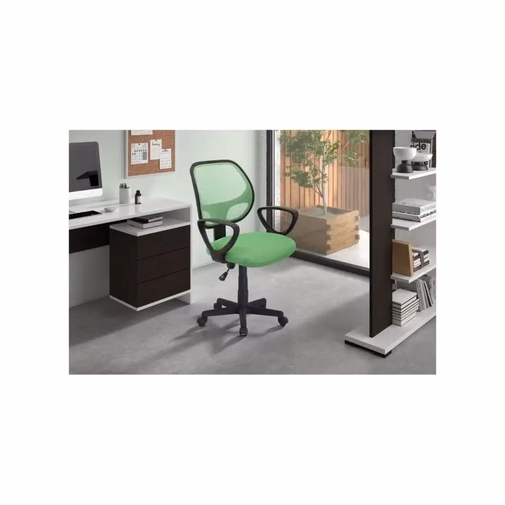 Sedia da ufficio ergonomica Meublorama IPOLIST in tessuto verde con braccioli e struttura in metallo e plastica – 2
