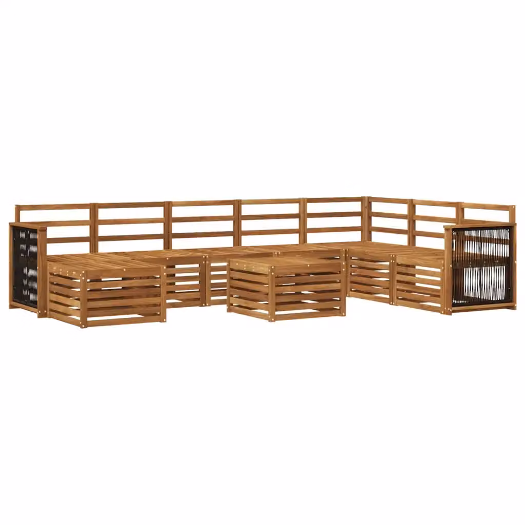 Set di divani da esterno a L con tavolino e pouf vidaXL in legno di acacia massello marrone con cuscini inclusi – 2