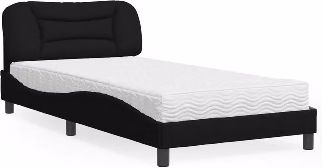 Letto moderno vidaXL con materasso in schiuma e cassetti, rivestimento in tessuto nero e bianco, L/P: 100 x 200 cm