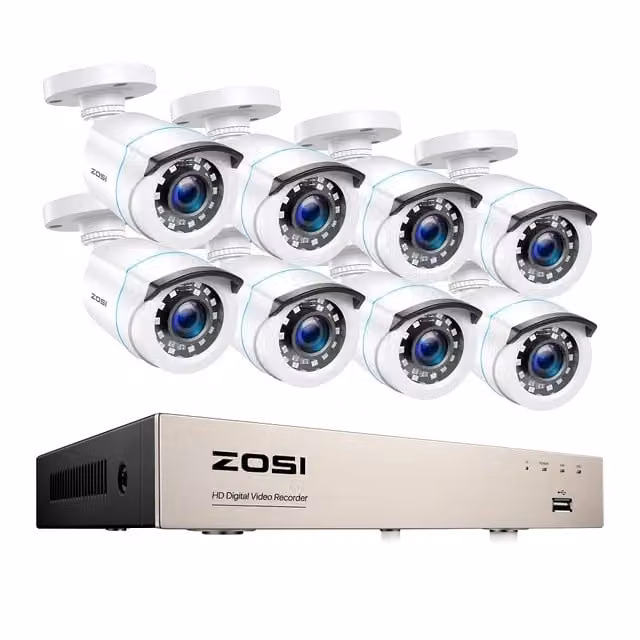 Sistema di telecamere di sicurezza, 8 telecamere, risoluzione video 1080P, 1T-a, bianco-b