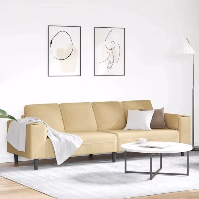 Divano Grigio Verde 250 x 77 x 76 cm Tessuto in Cords 3335104