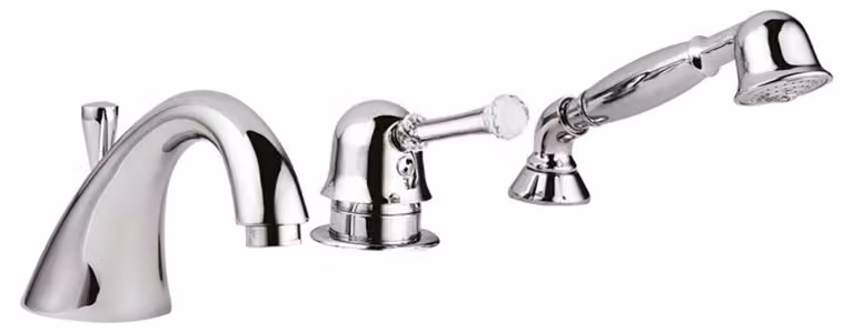 Set di miscelatori per vasca a 3 fori con cristallo Swarovski argento - Rubinetti per bagno Italy