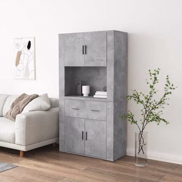 Credenza sospesa vidaXL in legno multistrato grigio opaco per sala da pranzo