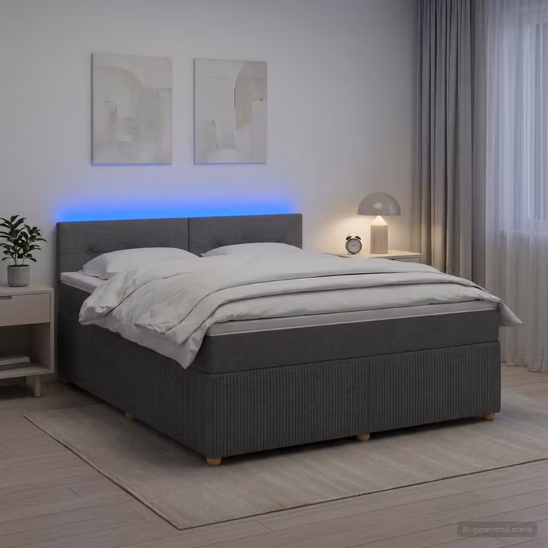vidaXL Letto box spring moderno con materasso a molle insacchettate, Grigio Scuro, L/P: 140 x 190 cm