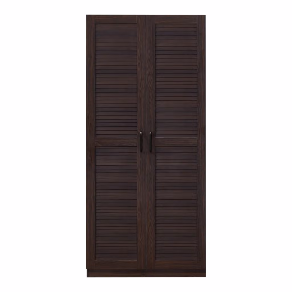 Armadio moderno per camera da letto in MDF con ripiano e appendiabiti, effetto noce scuro, H 176 x L 80 x P 52 cm – 2