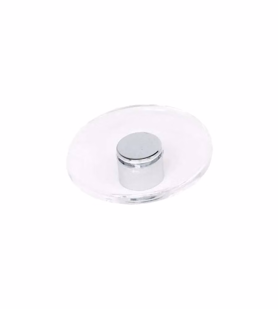 Pomolo Piatto Tondo Trasparente Mm.65 Inserto Cromo