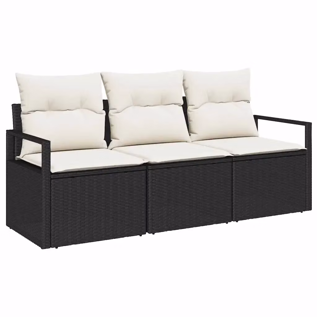 Set di divani da giardino vidaXL in rattan nero con cuscini e struttura in acciaio per esterno – 2