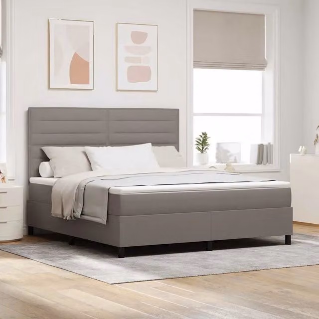 Letto a molle con testiera Talpa vidaXL in tessuto beige o grigio L/P: 180 x 200 cm – 1