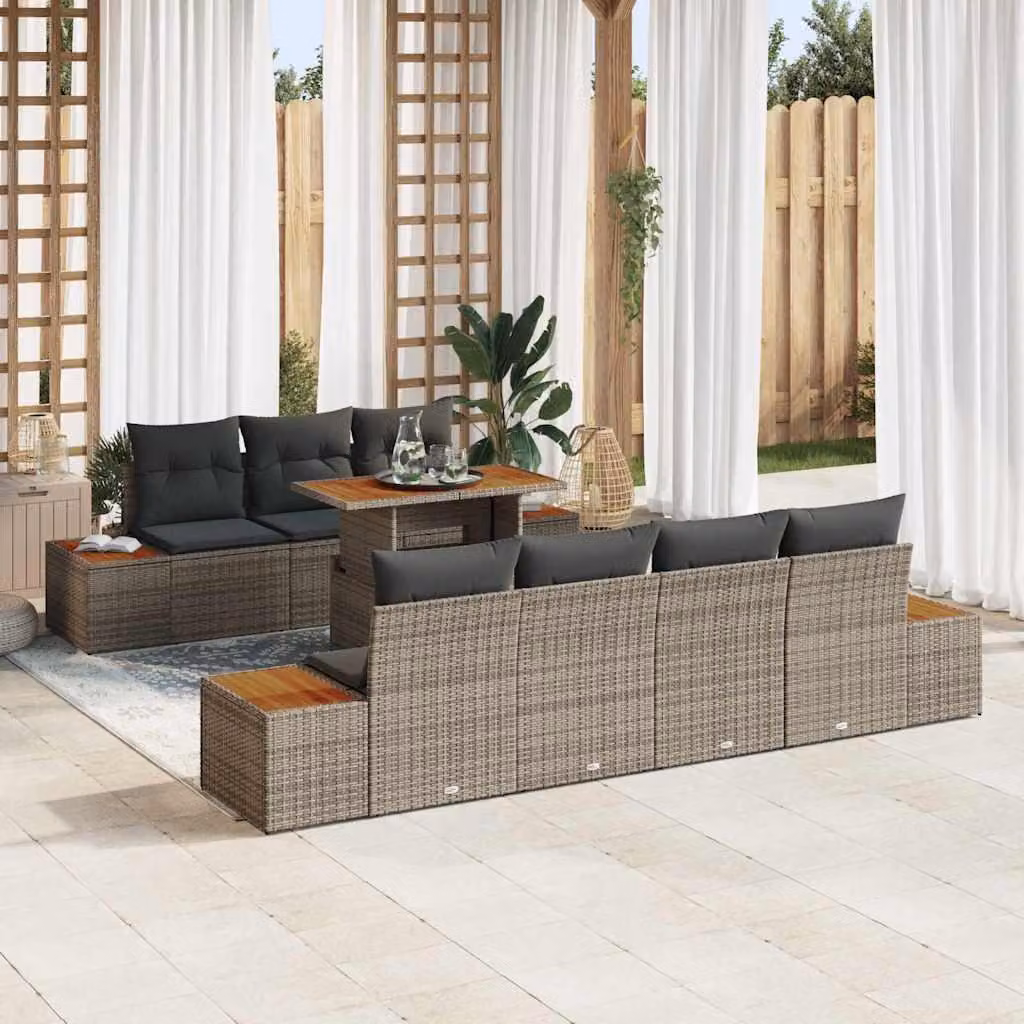Maison Exclusive - Set Divano da Giardino con cuscino 8 pcs Grigio Poly Rattan