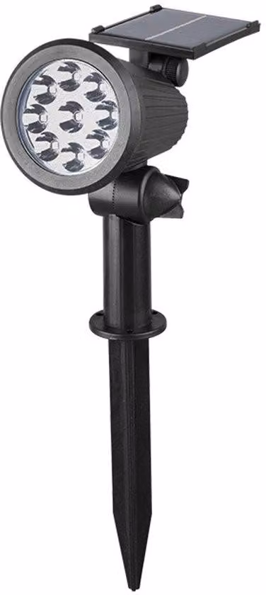 Lampada da giardino a energia solare da infilare nel terreno, impermeabile per esterni, accensione e spegnimento automatici tramite sensore, ideale per illuminare giardini, vialetti e bandiere, 9 LED, luce calda - 3 livelli di regolazione dell'intensità l