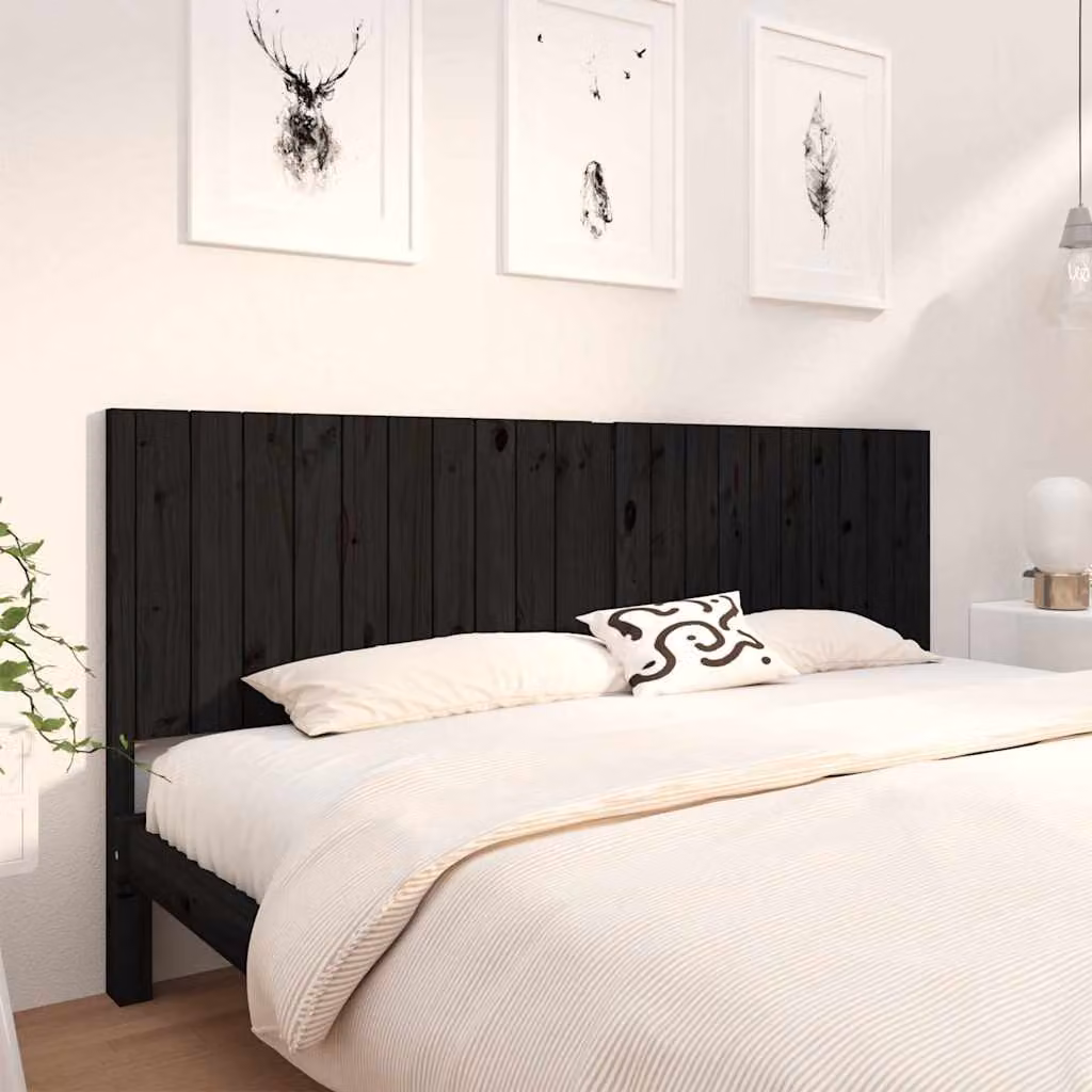 Testiera per letto vidaXL in legno massello di pino nero, L 205,5 cm x P 4 cm x H 100 cm
