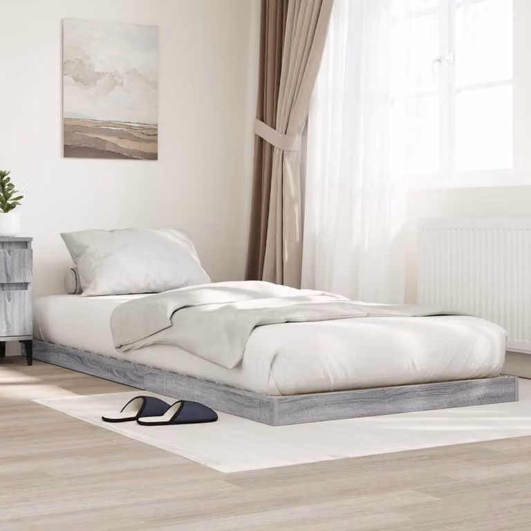 Struttura letto a terra vidaXL in legno Grigio Sonoma, L: 80 cm, P: 200 cm, H: 79,5 cm