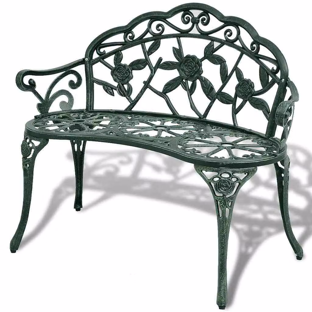 Panca da giardino romantica - Alluminio verde - 2 posti a sedere - Larghezza 100 cm