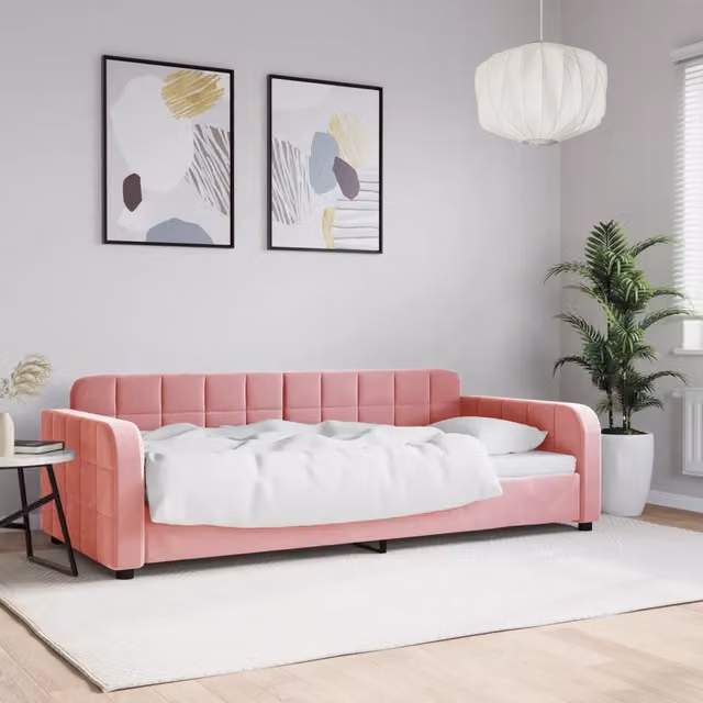 Letto da giorno moderno vidaXL in velluto rosa con braccioli per camera da letto o soggiorno L/P/H: 224 x 90 x 71 cm – 1