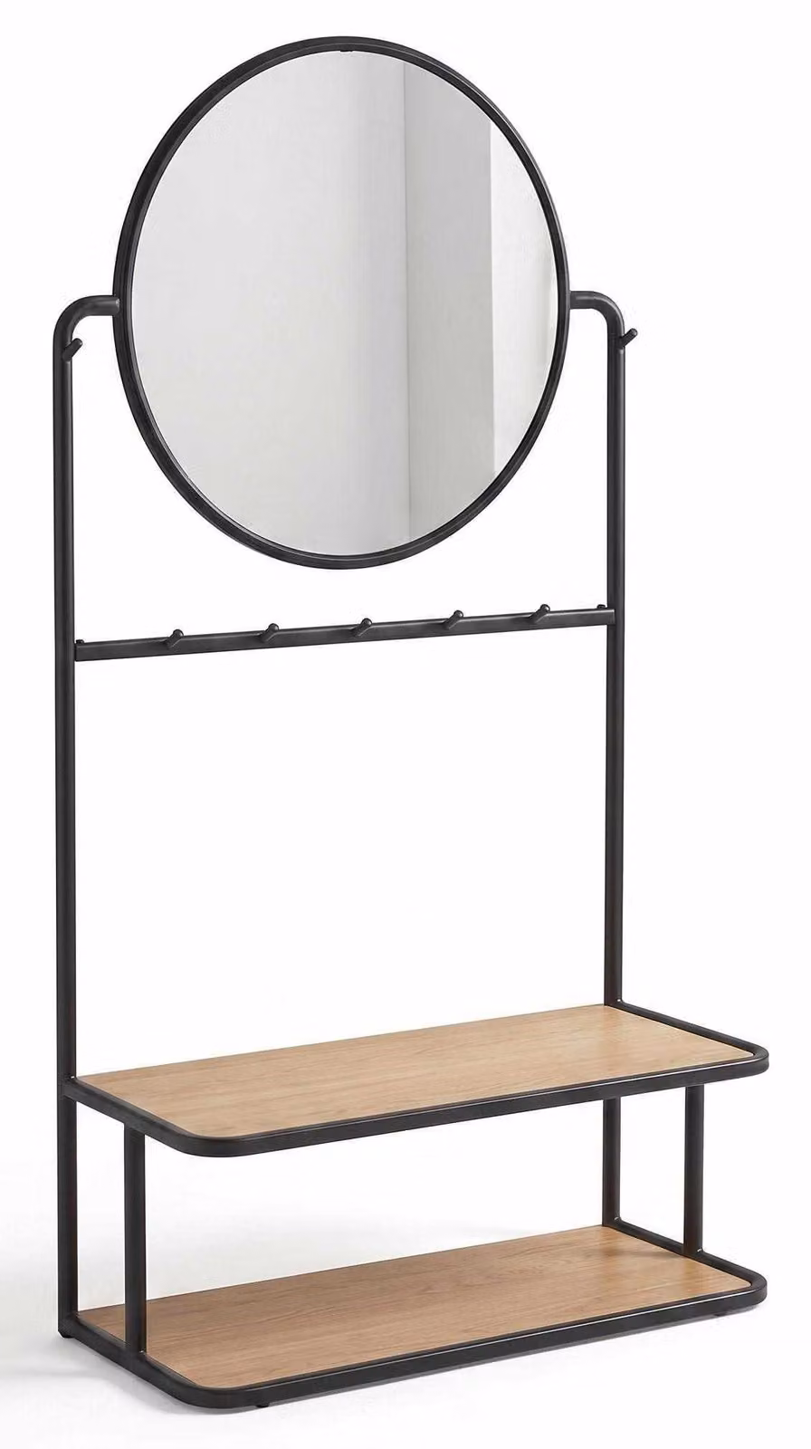 Armadio a muro moderno con specchio, contenitore per scarpe, nero, legno e metallo, design elegante