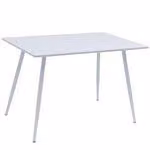 Piano per tavolo da pranzo con venature del legno, tavolo da cucina, tavolo da sala da pranzo, tavolo da pranzo, tavolo da cucina, 115x75, MDF con struttura in metallo, colore: bianco