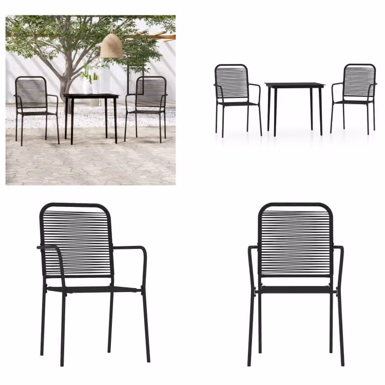 vidaXL Set da pranzo da giardino 3 pezzi nero - Set da pranzo da giardino - Set da pranzo da esterno - Set da pranzo da patio