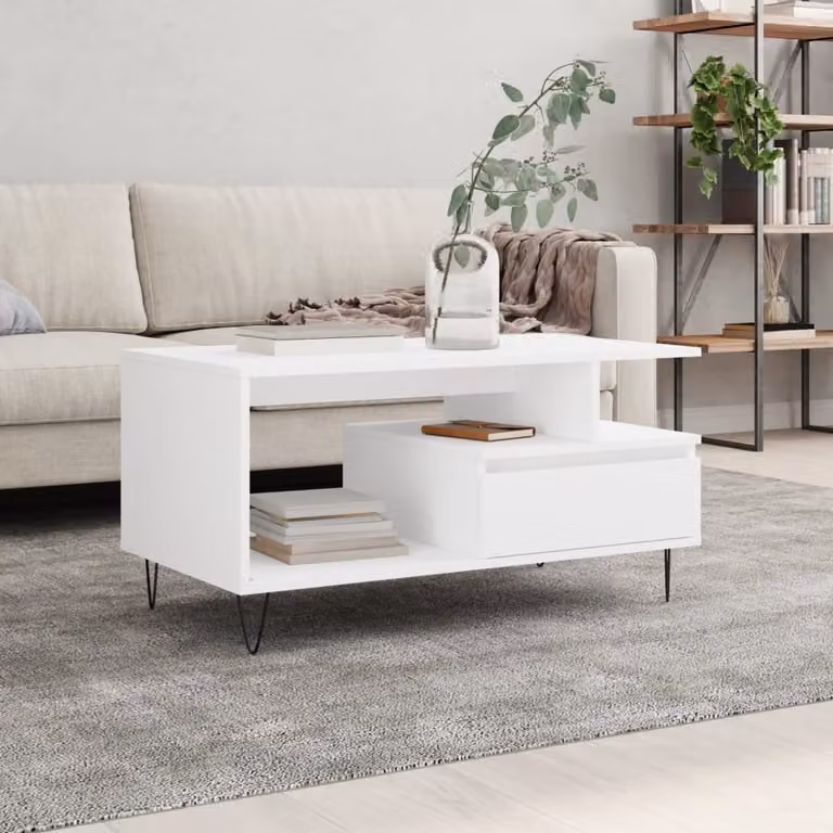 Maison Exclusive - Tavolino bianco 90x49x45 cm Materiale ligneo