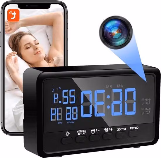 Nuova Camera Wi-Fi HD 1080p con funzione di allarme e visione notturna, colore nero