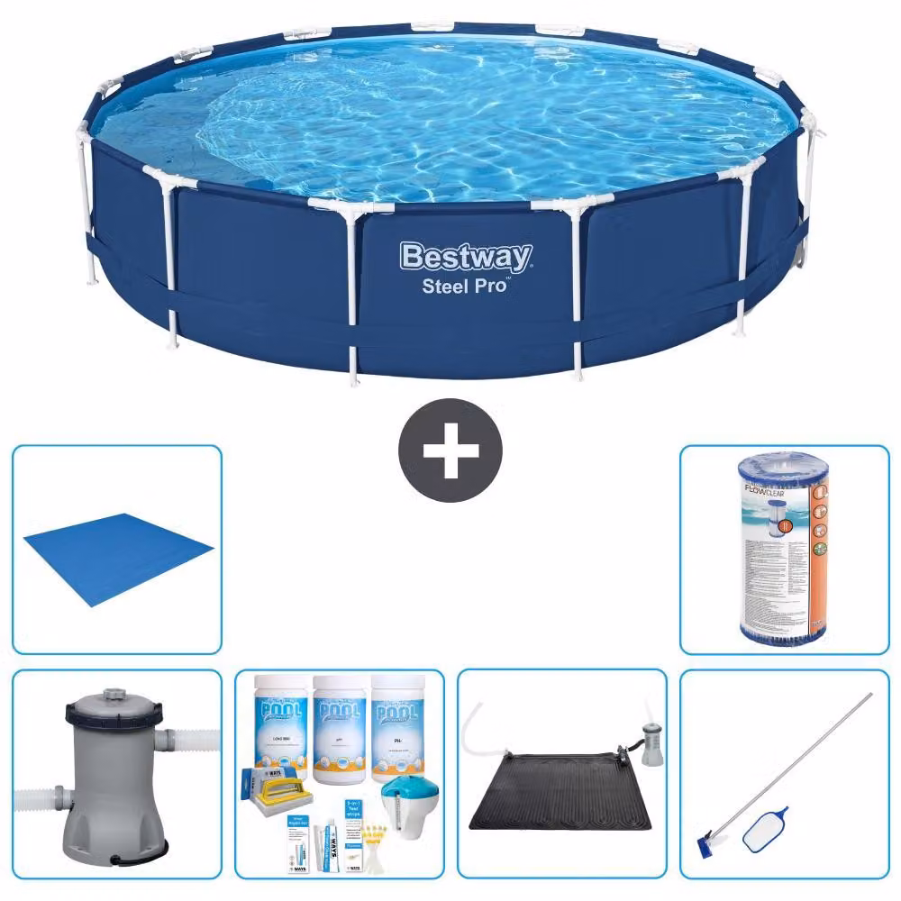 Bestway Steel Pro, piscina in acciaio, rotonda - 396x84 cm - 7 pezzi, modello S22109