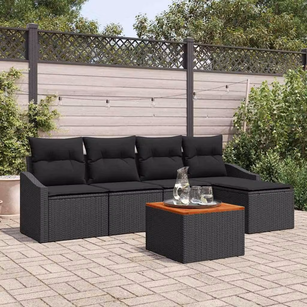 Maison Exclusive - Set Divano da Giardino con cuscino 6 pcs Nero polyrattan