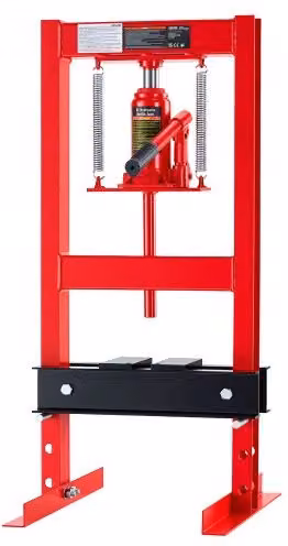 VEVOR Pressa Idraulica da Officina Carico 6 Tonnellate Altezza Regolabile Corsa Cilindro 110 mm, Piastra di Stampaggio Mobile, Altezza Regolabile 8 Livelli, in Acciaio, con Martinetto a Bottiglia