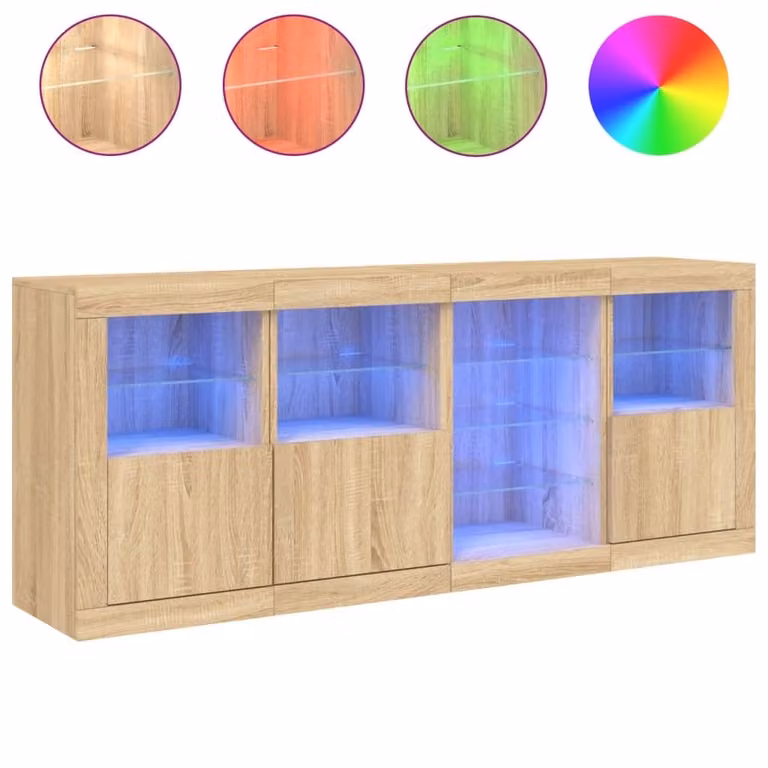 Credenza con Luci LED Rovere Sonoma 164x37x67 cm