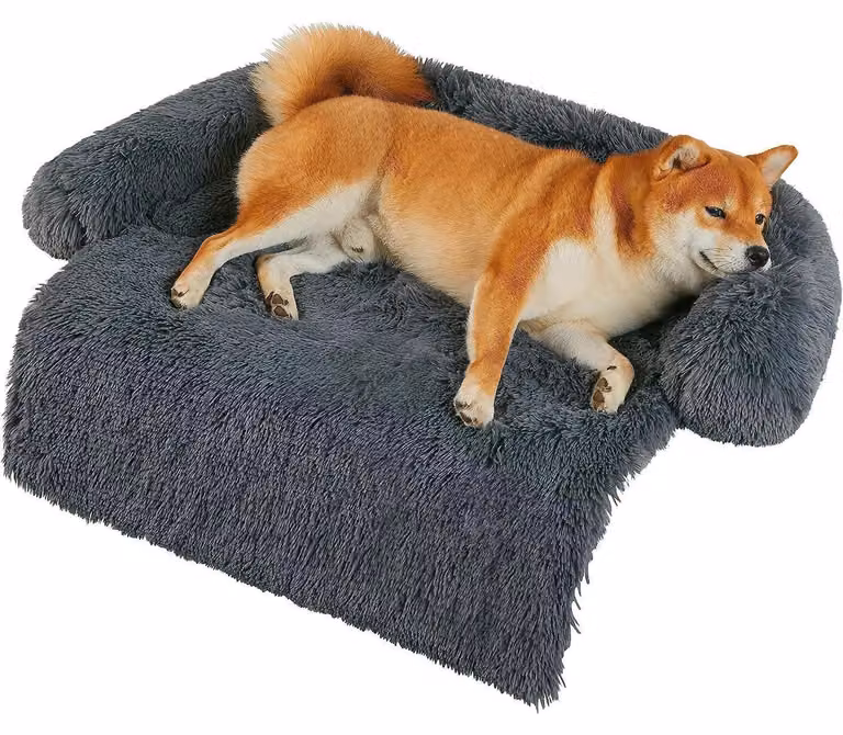 Cuccia per cani in peluche, morbida, antiscivolo, lavabile, color grigio scuro, dimensioni 60 x 55 x 10 cm