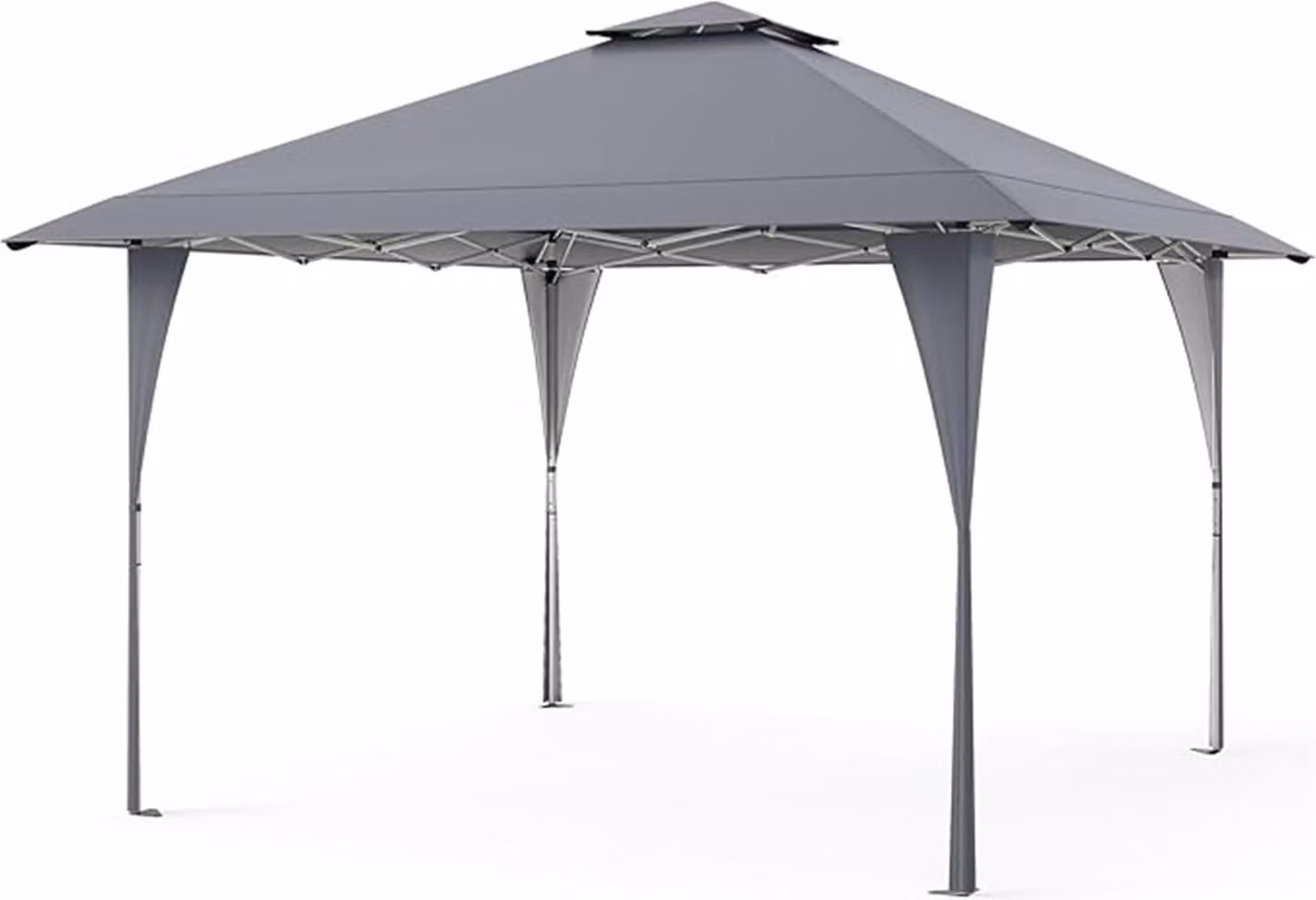 Gazebo da giardino pop-up da 395 x 395 cm, gazebo pieghevole con telo parasole, robusti pali in metallo e tettoia ventilata, che offre ombra